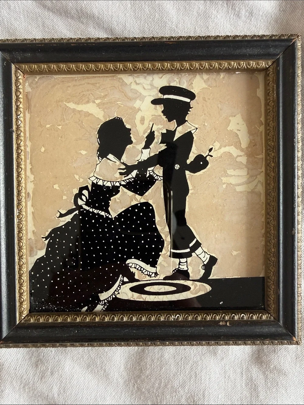 Vintage Framed Silhouette Prints – Set of 2 Black & Cream Victorian Style